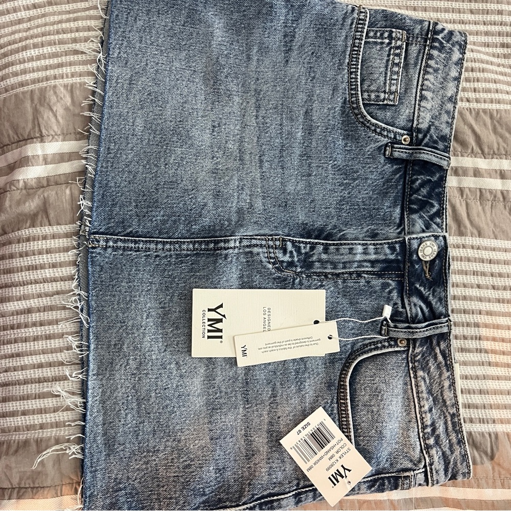 YMI Women's Distressed Blue Denim Shorts